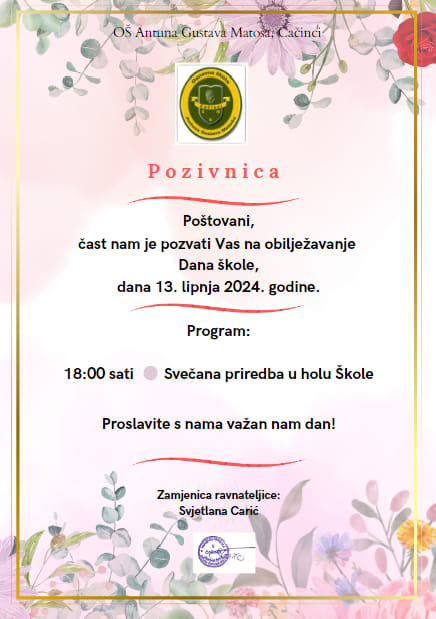 Pozivnica – Dan škole