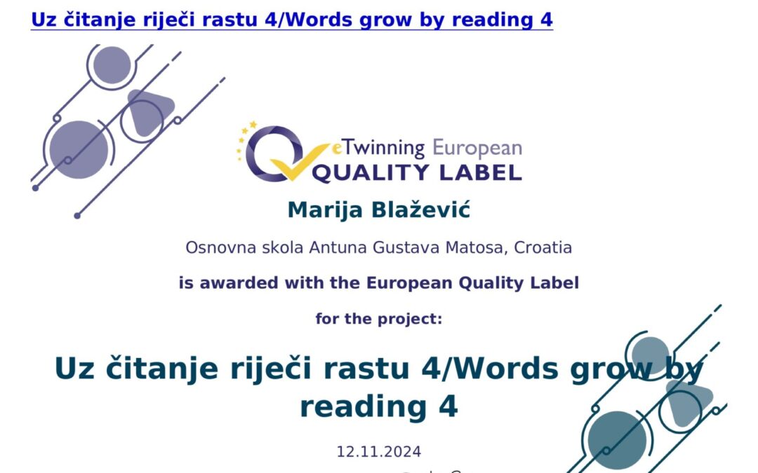 eTwinning projekt “Uz čitanje riječi rastu 4”